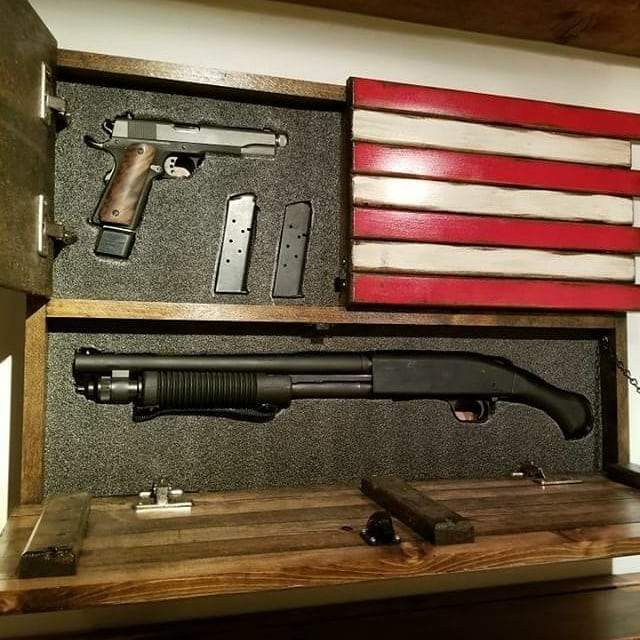 American flag wall art hidden gun